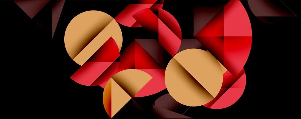 Abstract geometric pattern with intersecting circles and triangles in gradients. Illustrazione stock