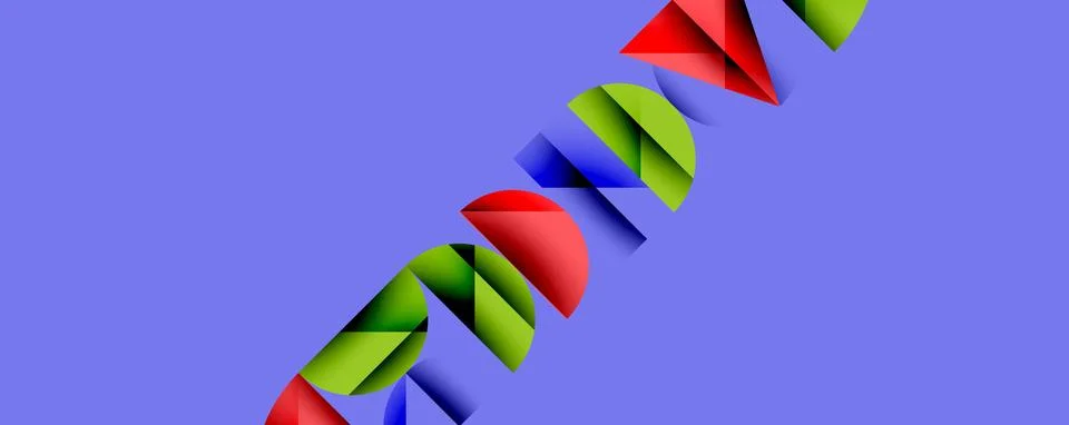 Abstract geometric pattern with intersecting circles and triangles in gradients. Stock Illustration