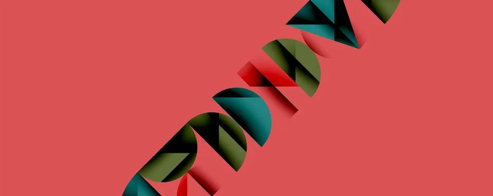 Abstract geometric pattern with intersecting circles and triangles in gradients. Illustrazione stock