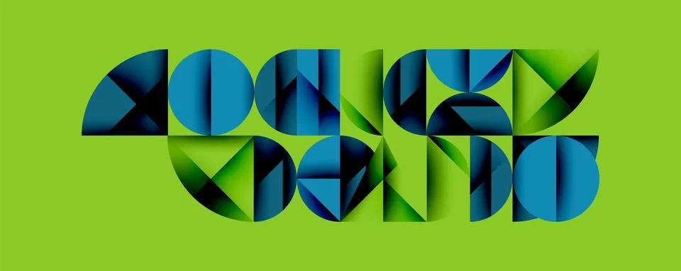 Abstract geometric pattern with intersecting circles and triangles in gradients. Stock Illustration