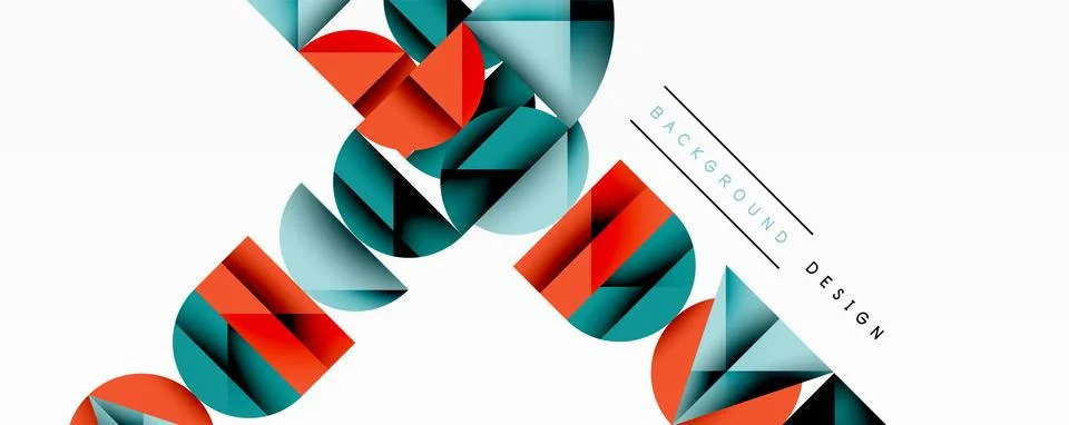 Abstract geometric pattern with intersecting circles and triangles in gradients. Stock Illustration