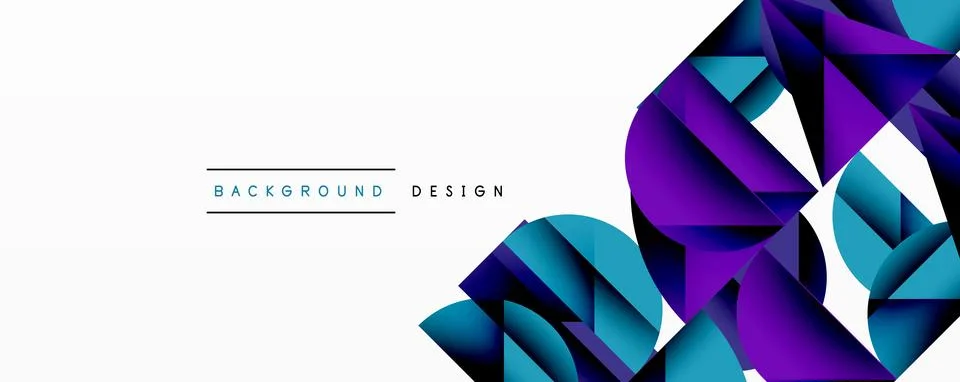 Abstract geometric pattern with intersecting circles and triangles in gradients. Illustrazione stock