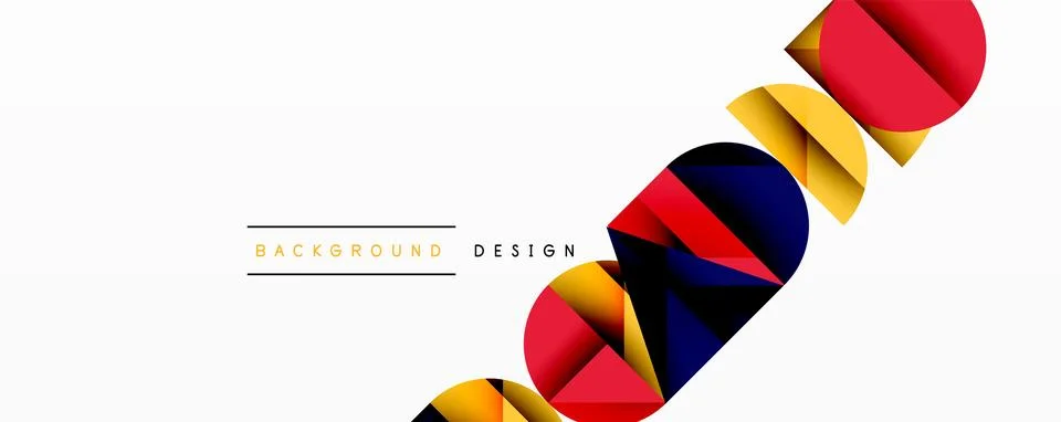 Abstract geometric pattern with intersecting circles and triangles in gradients. Illustrazione stock