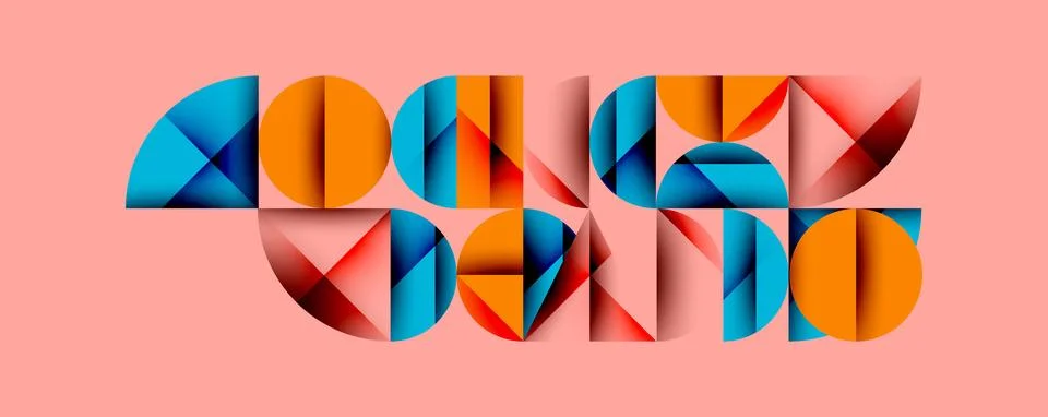Abstract geometric pattern with intersecting circles and triangles in gradients. Illustrazione stock