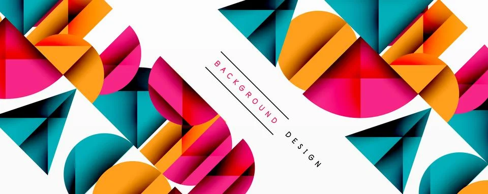 Abstract geometric pattern with intersecting circles and triangles in gradients. Illustrazione stock