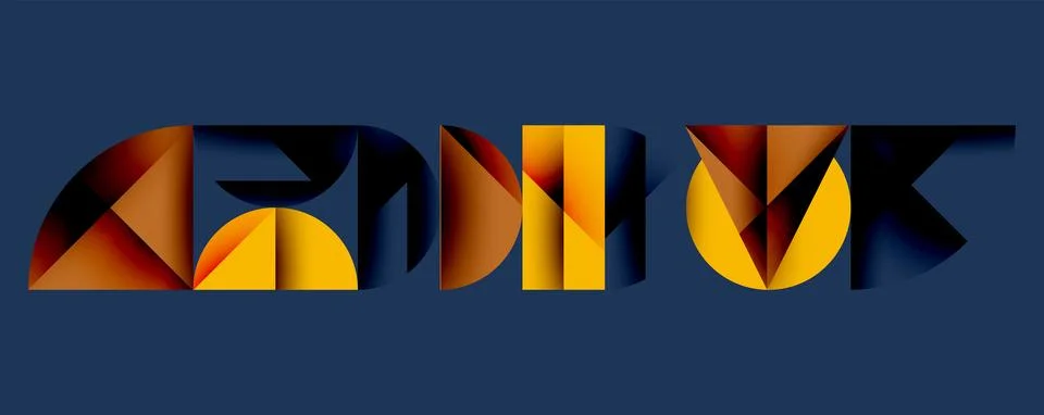 Abstract geometric pattern with intersecting circles and triangles in gradients. Illustrazione stock