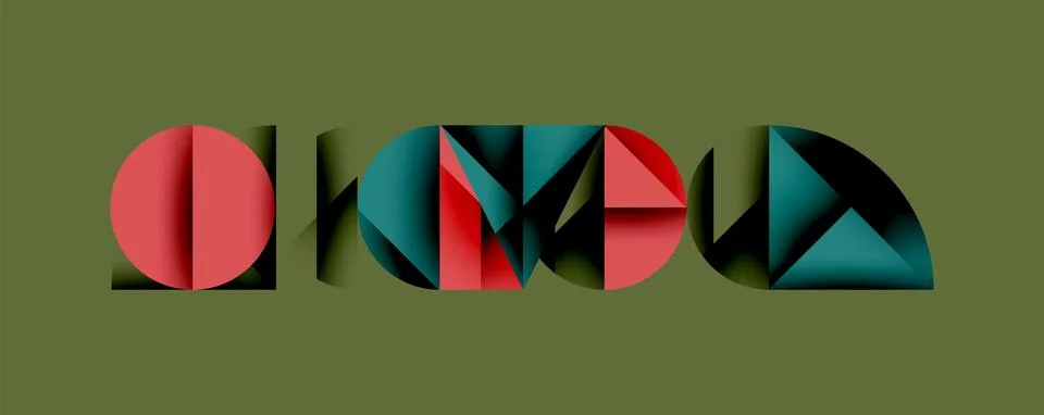 Abstract geometric pattern with intersecting circles and triangles in gradients. Stock Illustration