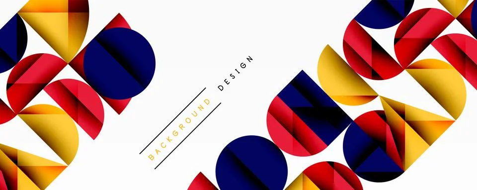 Abstract geometric pattern with intersecting circles and triangles in gradients. Illustrazione stock