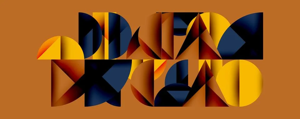 Abstract geometric pattern with intersecting circles and triangles in gradients. Stock Illustration