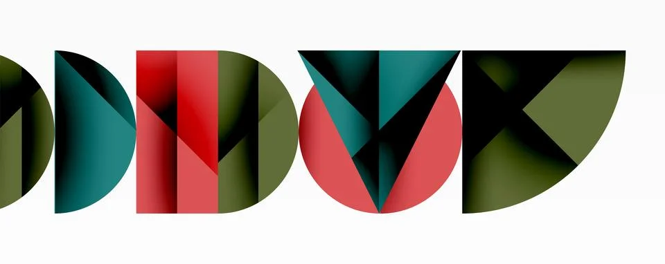 Abstract geometric pattern with intersecting circles and triangles in gradients. Illustrazione stock