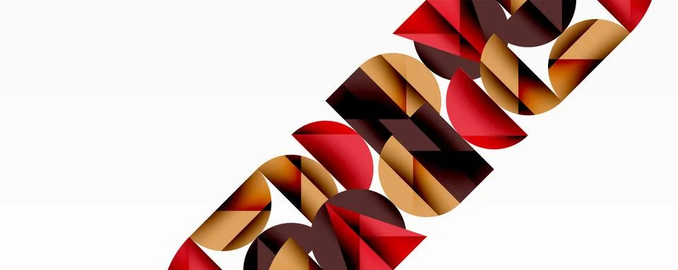 Abstract geometric pattern with intersecting circles and triangles in gradients. Illustrazione stock