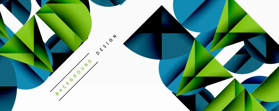 Abstract geometric pattern with intersecting circles and triangles in gradients. Stock Illustration