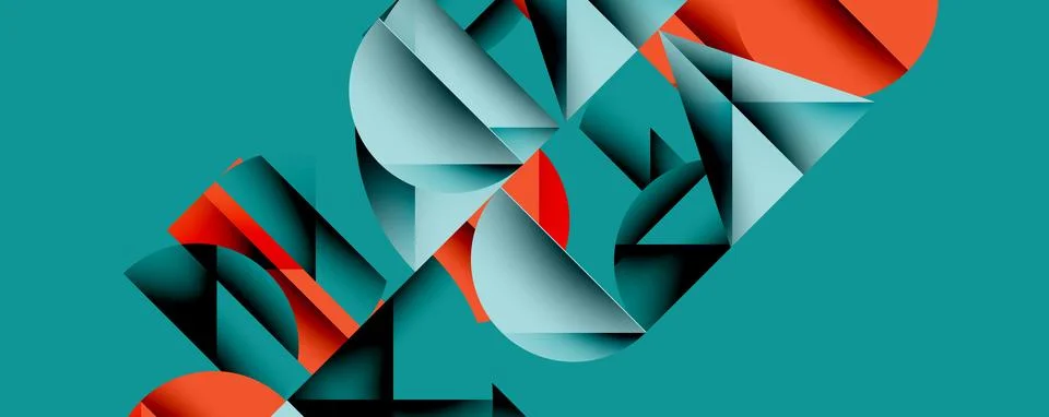 Abstract geometric pattern with intersecting circles and triangles in gradients. Stock Illustration