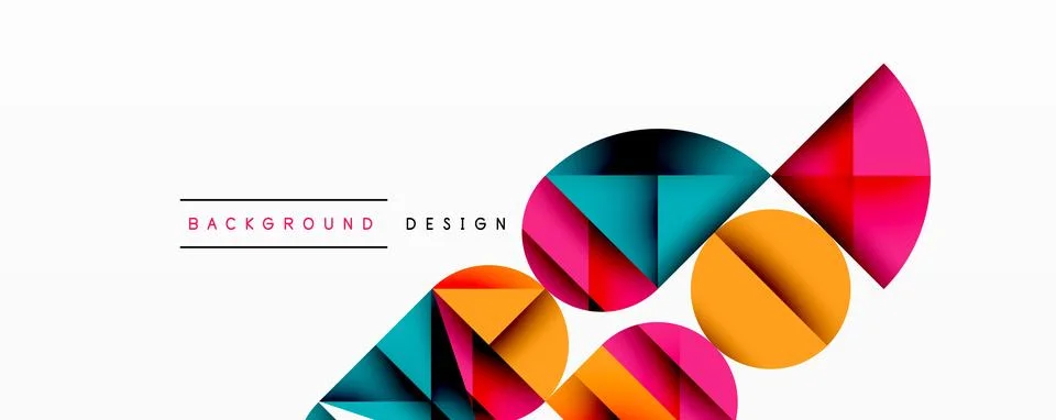 Abstract geometric pattern with intersecting circles and triangles in gradients. Stock Illustration