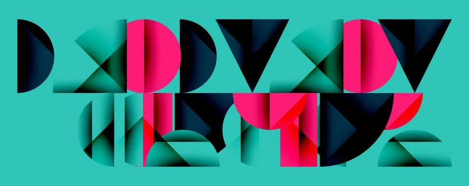 Abstract geometric pattern with intersecting circles and triangles in gradients. Illustrazione stock