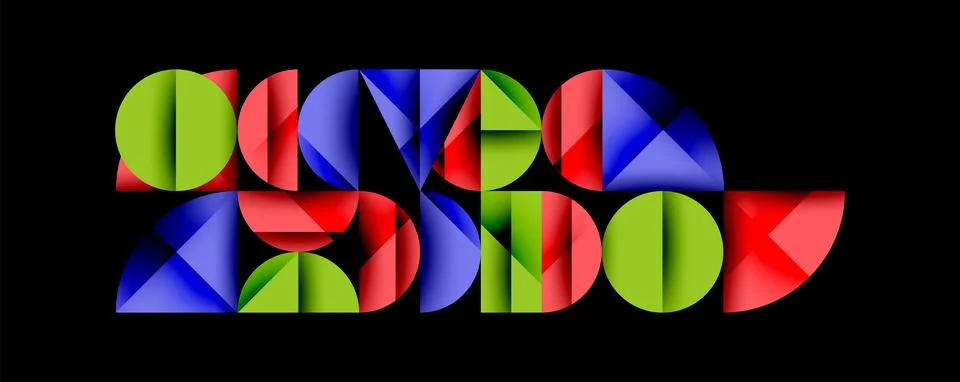 Abstract geometric pattern with intersecting circles and triangles in gradients. Stock Illustration