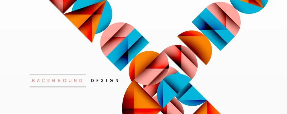 Abstract geometric pattern with intersecting circles and triangles in gradients. Illustrazione stock