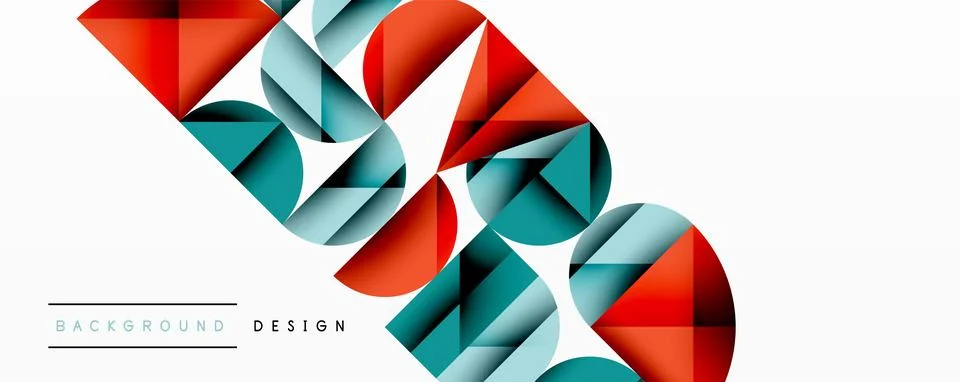 Abstract geometric pattern with intersecting circles and triangles in gradients. Illustrazione stock
