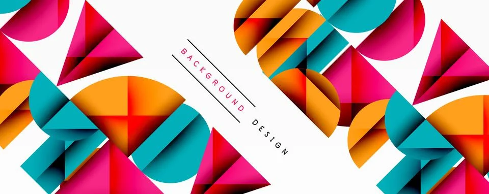 Abstract geometric pattern with intersecting circles and triangles in gradients. Stock Illustration