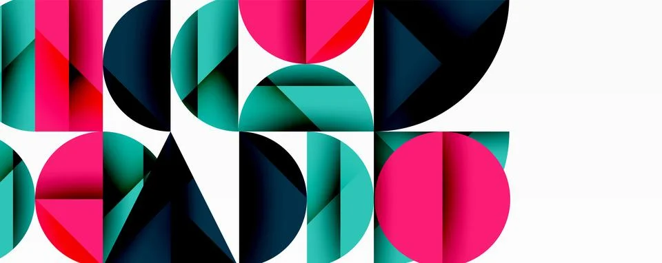 Abstract geometric pattern with intersecting circles and triangles in gradients. Stock Illustration