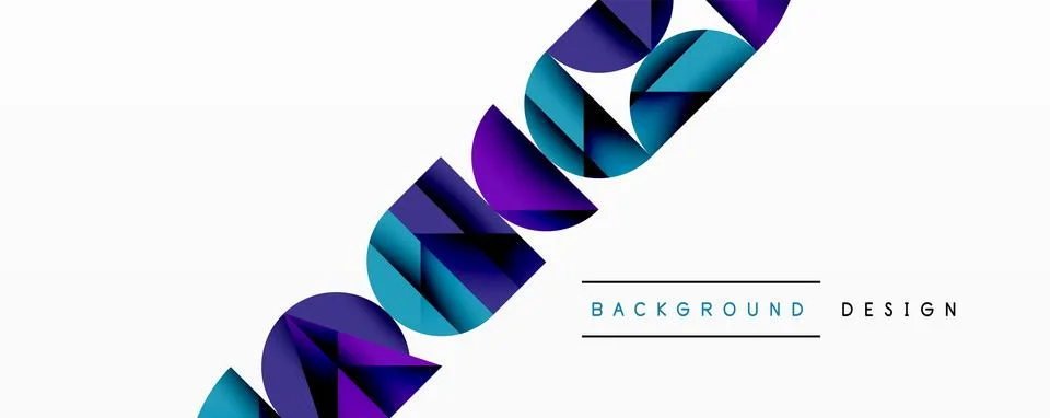 Abstract geometric pattern with intersecting circles and triangles in gradients. Illustrazione stock