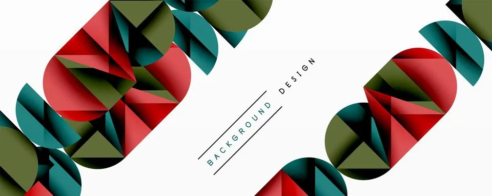 Abstract geometric pattern with intersecting circles and triangles in gradients. Illustrazione stock