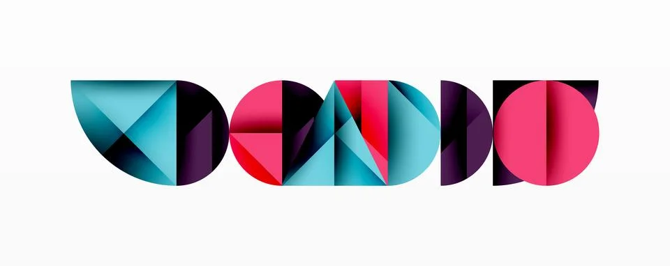 Abstract geometric pattern with intersecting circles and triangles in gradients. Illustrazione stock