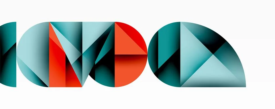 Abstract geometric pattern with intersecting circles and triangles in gradients. Stock Illustration