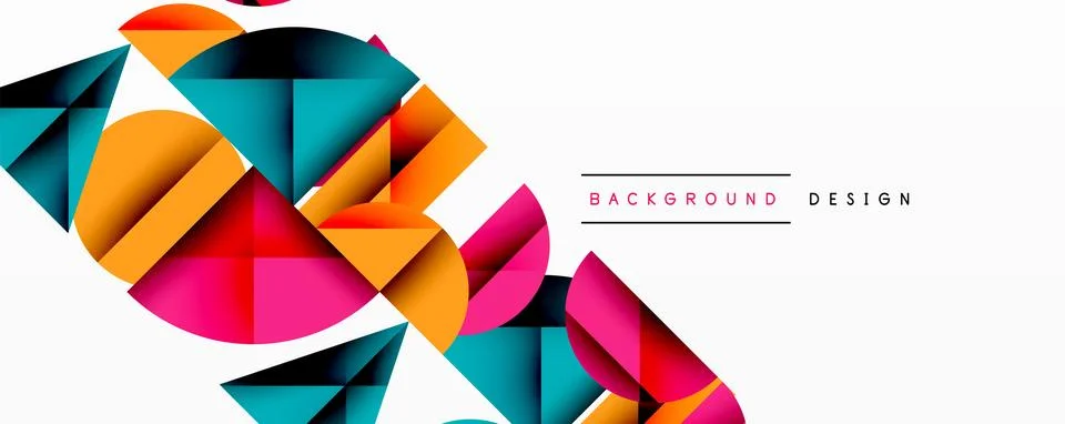 Abstract geometric pattern with intersecting circles and triangles in gradients. Stock Illustration