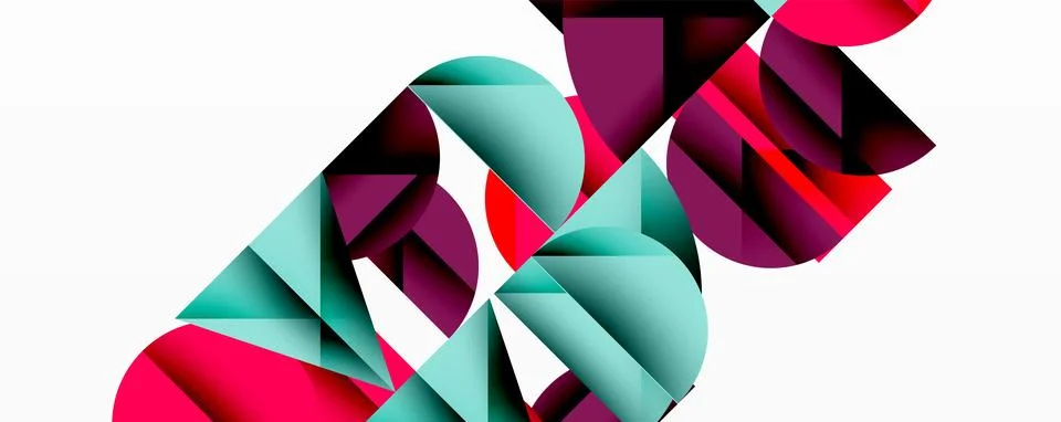 Abstract geometric pattern with intersecting circles and triangles in gradi.. Stock Illustration