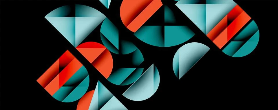 Abstract geometric pattern with intersecting circles and triangles in gradi.. Stock Illustration