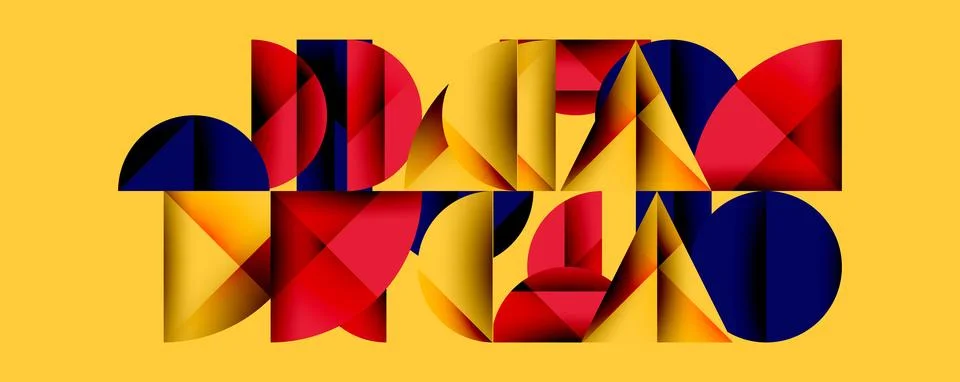 Abstract geometric pattern with intersecting circles and triangles in gradients. Stock Illustration