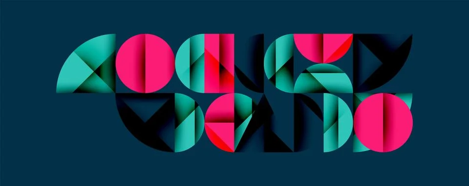 Abstract geometric pattern with intersecting circles and triangles in gradients. Illustrazione stock