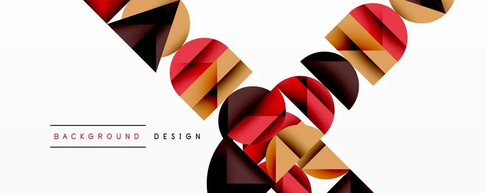 Abstract geometric pattern with intersecting circles and triangles in gradients. Stock Illustration