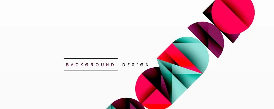 Abstract geometric pattern with intersecting circles and triangles in gradients. Illustrazione stock