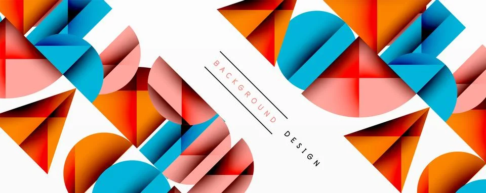 Abstract geometric pattern with intersecting circles and triangles in gradients. Ilustración de archivo