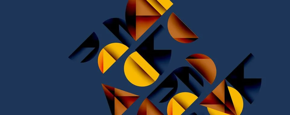 Abstract geometric pattern with intersecting circles and triangles in gradients. Stock Illustration