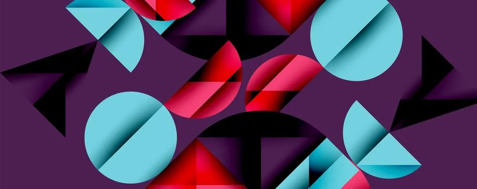 Abstract geometric pattern with intersecting circles and triangles in gradients. Stock Illustration