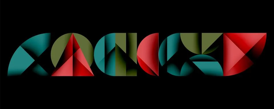 Abstract geometric pattern with intersecting circles and triangles in gradients. Stock Illustration