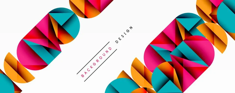 Abstract geometric pattern with intersecting circles and triangles in gradients. Stock Illustration