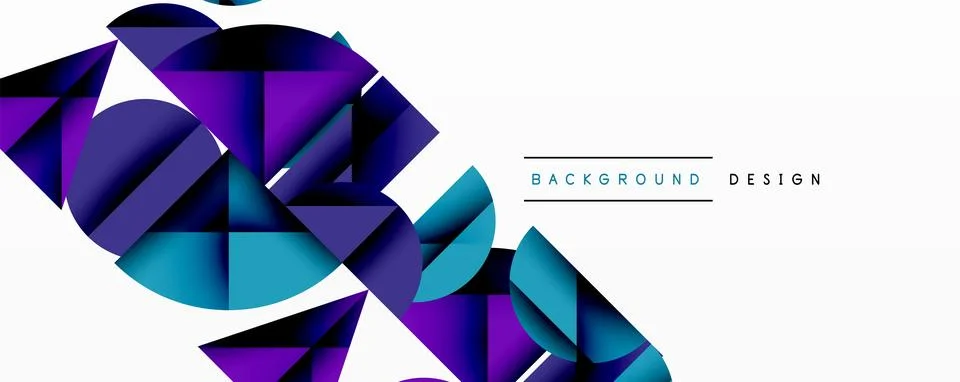 Abstract geometric pattern with intersecting circles and triangles in gradients. Illustrazione stock