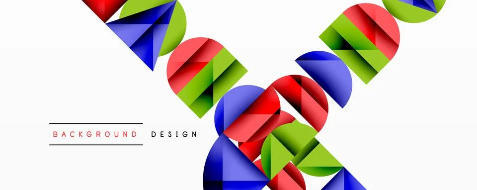 Abstract geometric pattern with intersecting circles and triangles in gradients. Stock Illustration