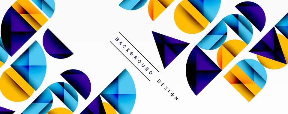 Abstract geometric pattern with intersecting circles and triangles in gradients. Stock Illustration