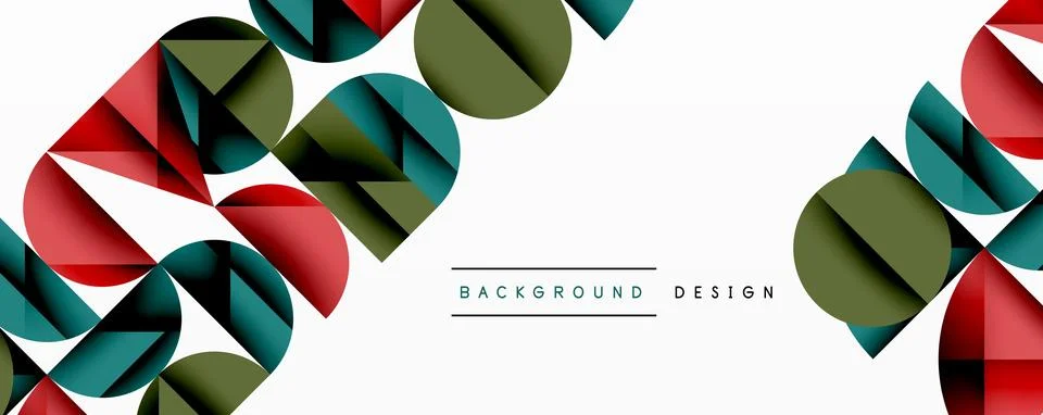 Abstract geometric pattern with intersecting circles and triangles in gradients. Stock Illustration