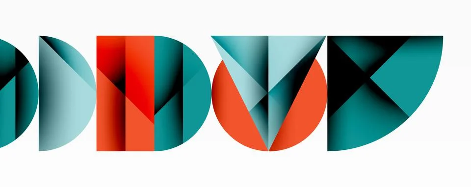 Abstract geometric pattern with intersecting circles and triangles in gradients. Illustrazione stock