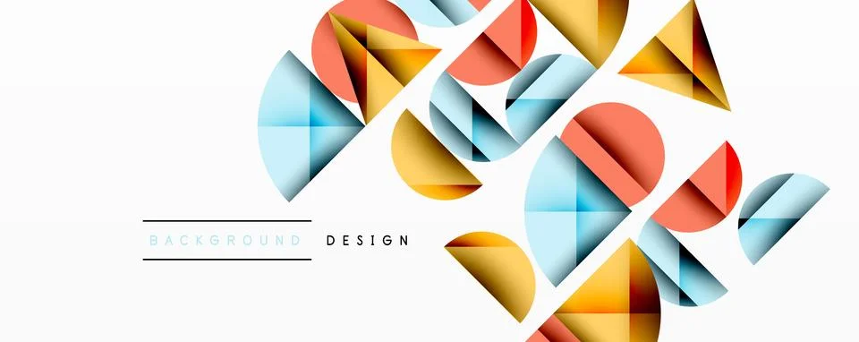 Abstract geometric pattern with intersecting circles and triangles in gradients. Stock Illustration