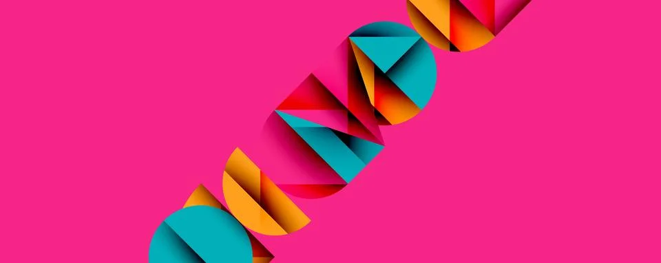 Abstract geometric pattern with intersecting circles and triangles in gradients. Stock Illustration