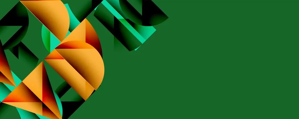 Abstract geometric pattern with intersecting circles and triangles in gradients. Stock Illustration