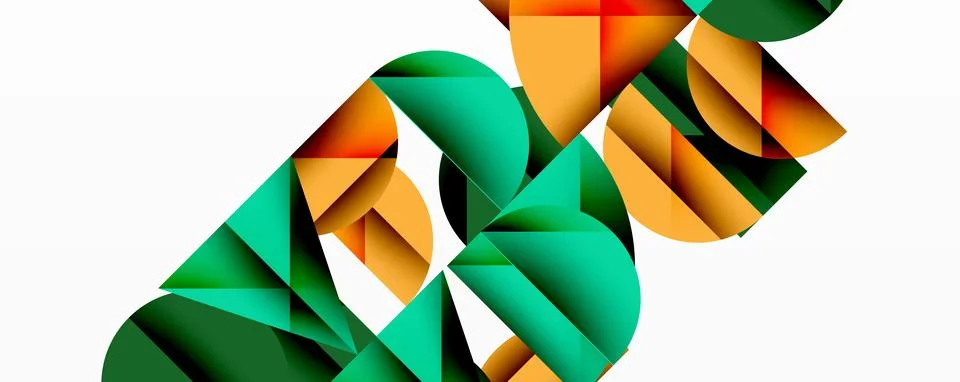 Abstract geometric pattern with intersecting circles and triangles in gradients. Stock Illustration