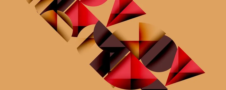 Abstract geometric pattern with intersecting circles and triangles in gradients. Illustrazione stock